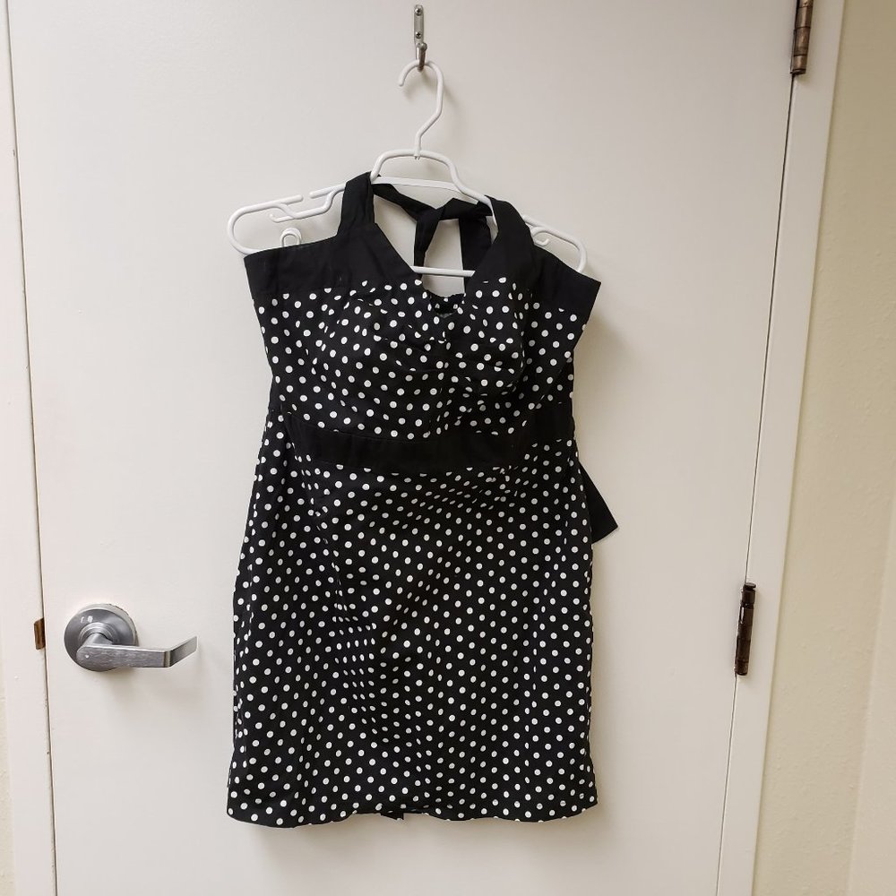 Torrid Black and White Polka Dot Halter Dress